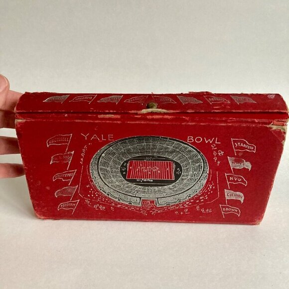 Vintage 1930's Yale Bowl All American Pencil Box RARE Ivy League Red Football